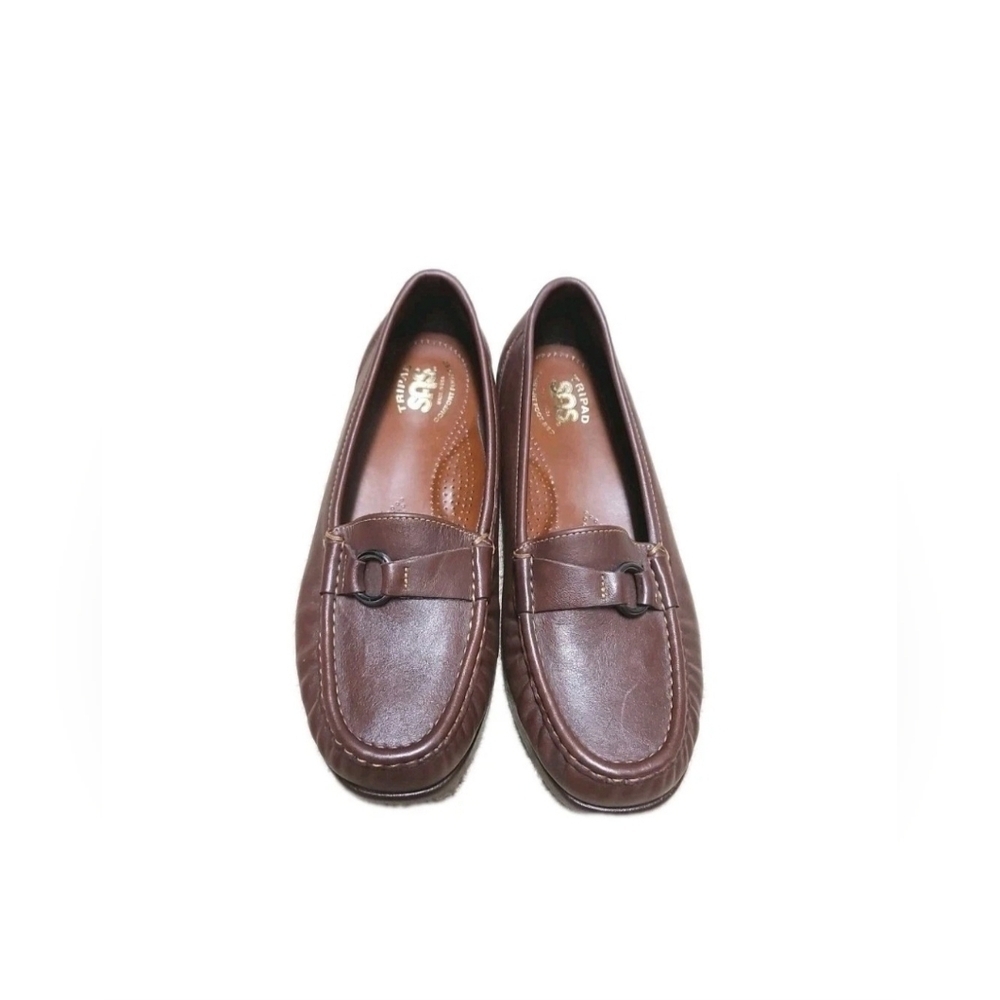SAS Tripad Comfort Brown Leather Loafers 7.5 WW Wide Made USA.